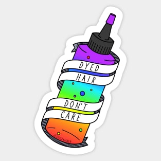Dyed Hair Don't Care Rainbow Cartoon Bottle Sticker